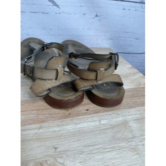 Frye Rachel T Boho Leather Ankle Strap Taupe Sandals Size 9M - Picture 4 of 12
